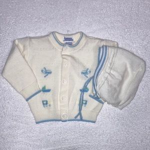 Carriage Boutiques by Friedknit acrylic knit sweater and bonnet 6/9m